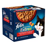 Felix kapsičky 48 x 85 g - 20 % ZĽAVA - "Sensations Extras" hovädzie, morčacie, kuracie, jahňacie