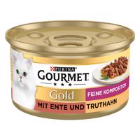 Gourmet Gold, 48 x 85 g - 3 + 1 zdarma!  -  jemné kúsky kačacie a morčacie