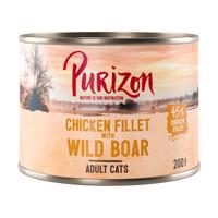 Purizon konzervy, 6 x 200g / 6 x 400 g - 15 % zľava - Adult bez obilnín kuracie s diviakom 6 x 200 g