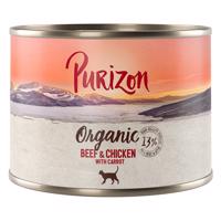 Purizon konzervy, 6 x 200g / 6 x 400 g - 15 % zľava - Organic  hovädzie a kuracie s mrkvou 6 x 200 g