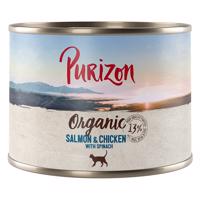 Purizon konzervy, 6 x 200g / 6 x 400 g - 15 % zľava - Organic losos a kuracie so špenátom 6 x 200 g