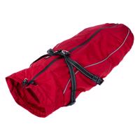 TIAKI kabát pre psov s postrojom Arkon, červený - dĺžka chrbta cca 65 cm