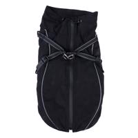 TIAKI kabát pre psov s postrojom Arkon, čierny - dĺžka chrbta cca 60 cm