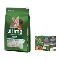Ultima Cat 10 kg + Sterilized mix II 8 x 85g zdarma! -  Adult Chicken 10 kg +  Sterilized mix II (kuracie, hovädzie, tuniak, morské ryby) 8 x 85 g