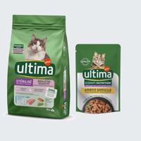 Ultima Cat 10 kg + Sterilized mix II 8 x 85g zdarma! - Sterilized Sensible so pstruhom 10 kg + Nutrition Difficult Appetite Tuna & Chicken 4 x 70 g