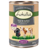 Výhodné balenie Lukullus Adult 24 x 400 g - senior teľacie a morčacie (bez obilnín)