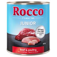 Výhodné balenie Rocco Junior 24 x 800 g - hydinové s hovädzím