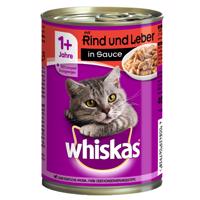Whiskas 1+ konzervy 24 x 400 g - 1+ hovädzie a pečeň v omáčke