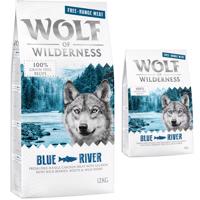 Wolf of Wilderness granule, 13 kg - 12 + 1 kg zdarma!  - "Blue River" - kuracie z voľného chovu a losos