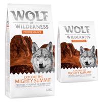 Wolf of Wilderness granule, 13 kg - 12 + 1 kg zdarma!  - "Explore The Mighty Summit" - Performance
