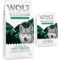 Wolf of Wilderness granule, 13 kg - 12 + 1 kg zdarma!  - "Explore The Vast Forests" - Weight Management
