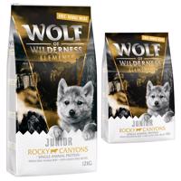 Wolf of Wilderness granule, 13 kg - 12 + 1 kg zdarma!  - Junior "Rocky Canyons" Beef - bez obilnín