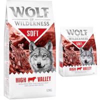 Wolf of Wilderness granule, 13 kg - 12 + 1 kg zdarma!  - "Soft - High Valley" - hovädzie